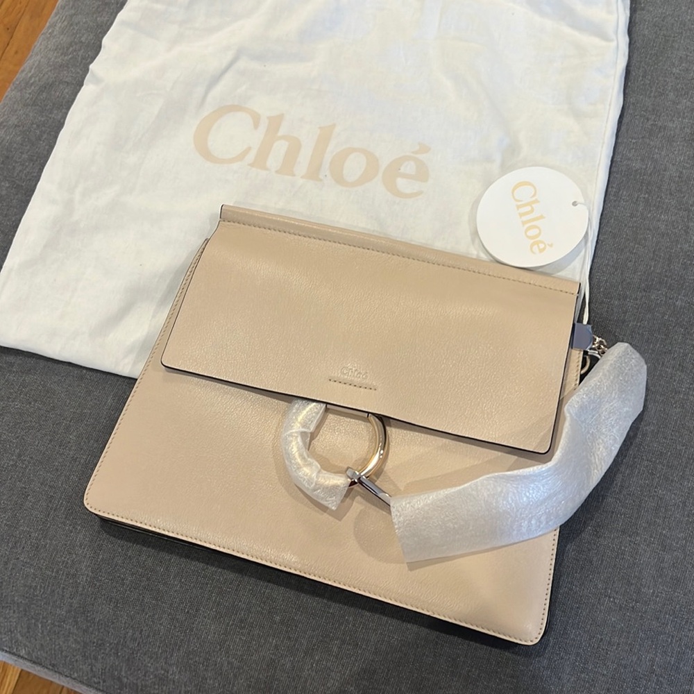 LARGE FAYE CHLOÉ BAG BIEGE ABSTRACT WHITE BRAND NEW